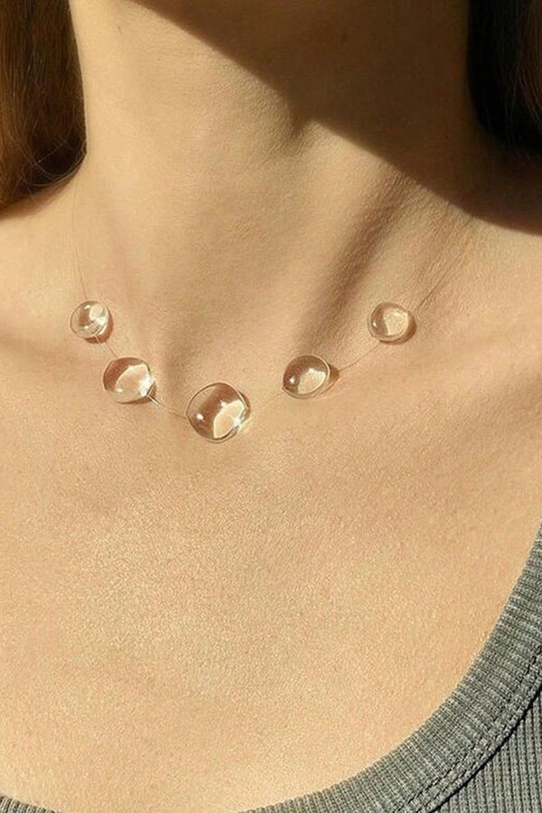 Collar Gargantilla de Cristal Transparente en Forma de Gota