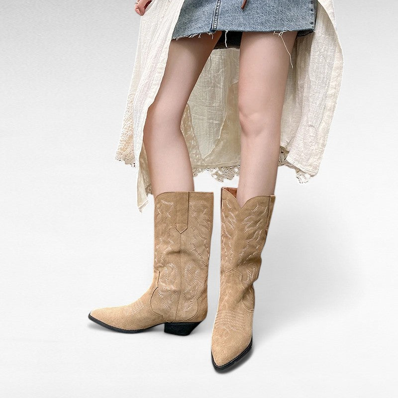 Angy - Bota Campera Mujer de Ante Marrón de Estampado