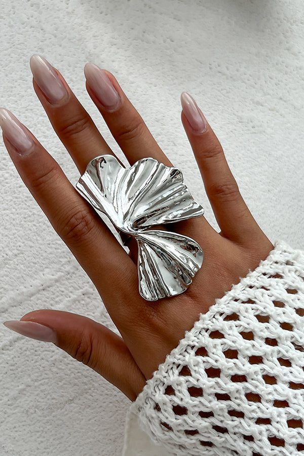 Anillo de Aleación con Forma de Hoja de Ginkgo