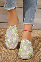 Medias Zapatillas Planas Tejidas de Lino de Puntera Redonda