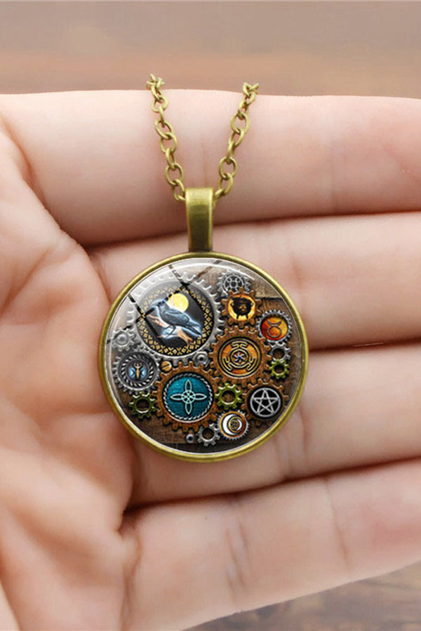 Collar Steampunk con Gema y Reloj Mecánico