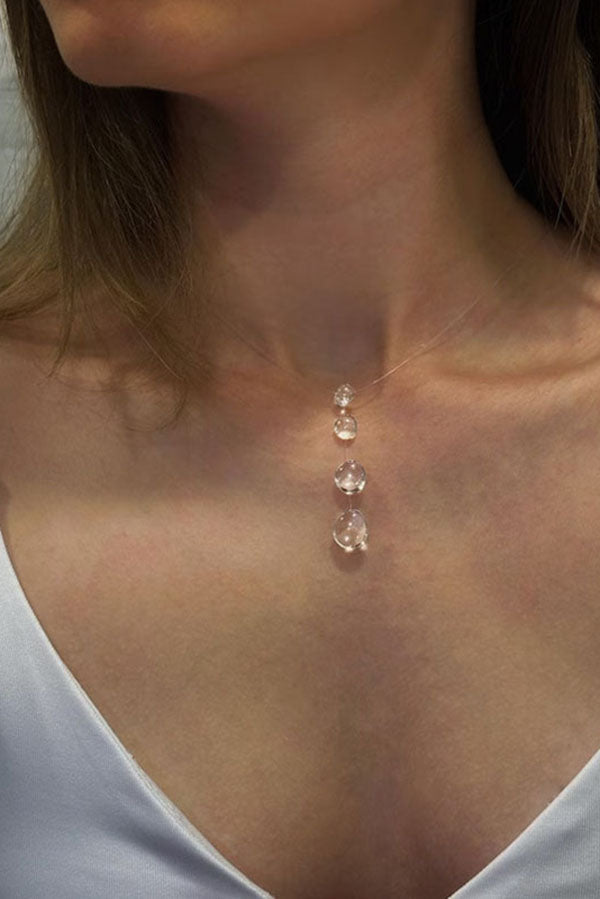 Collar Gargantilla de Cristal Transparente en Forma de Gota
