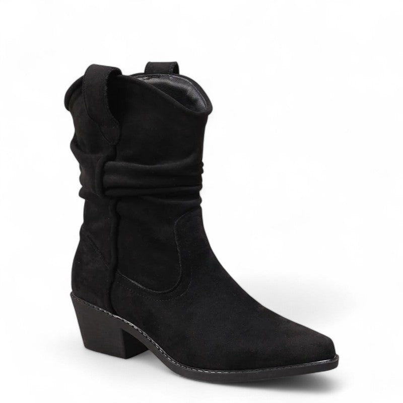 Lucia - Bota Campera Baja Mujer Ante Estilo Arrugado