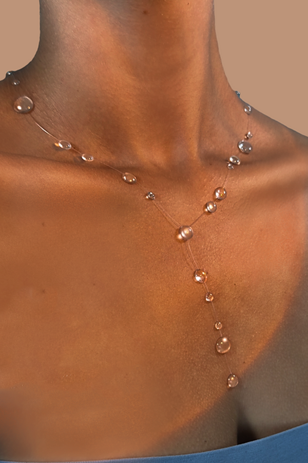 Collar Gargantilla de Cristal Transparente en Forma de Gota