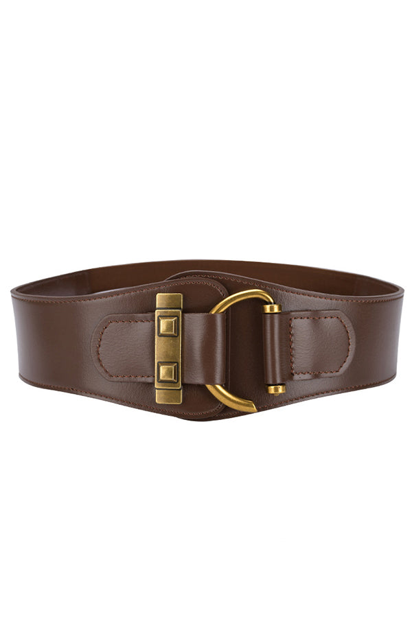 Cinturón Ancho de Piel Estilo Retro Ajustado a la Cintura