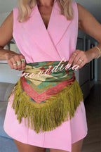 Pañuelo Cuadrado Británico Retro con Borlas