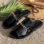 Sandalias Planas de Playa con Detalles de Cadena