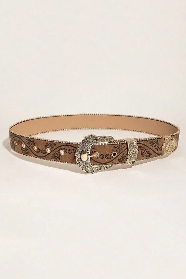 Cinturón Vaquero Vintage con Efecto Envejecido y Grabado