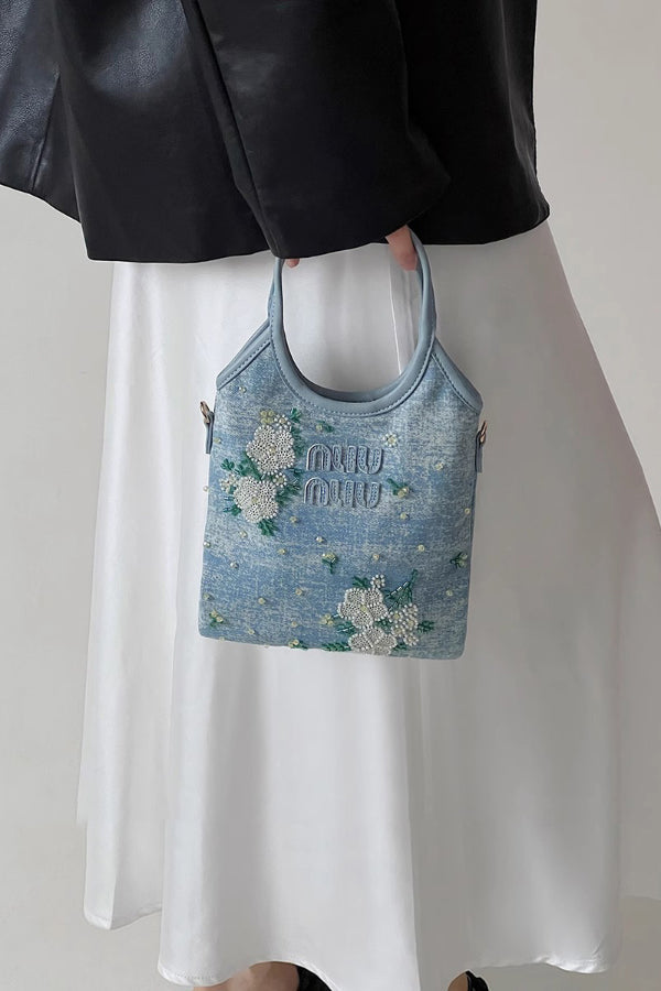 Bolso Tote Vaquero Bordado con Flores