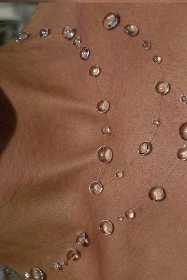 Collar Gargantilla de Cristal Transparente en Forma de Gota