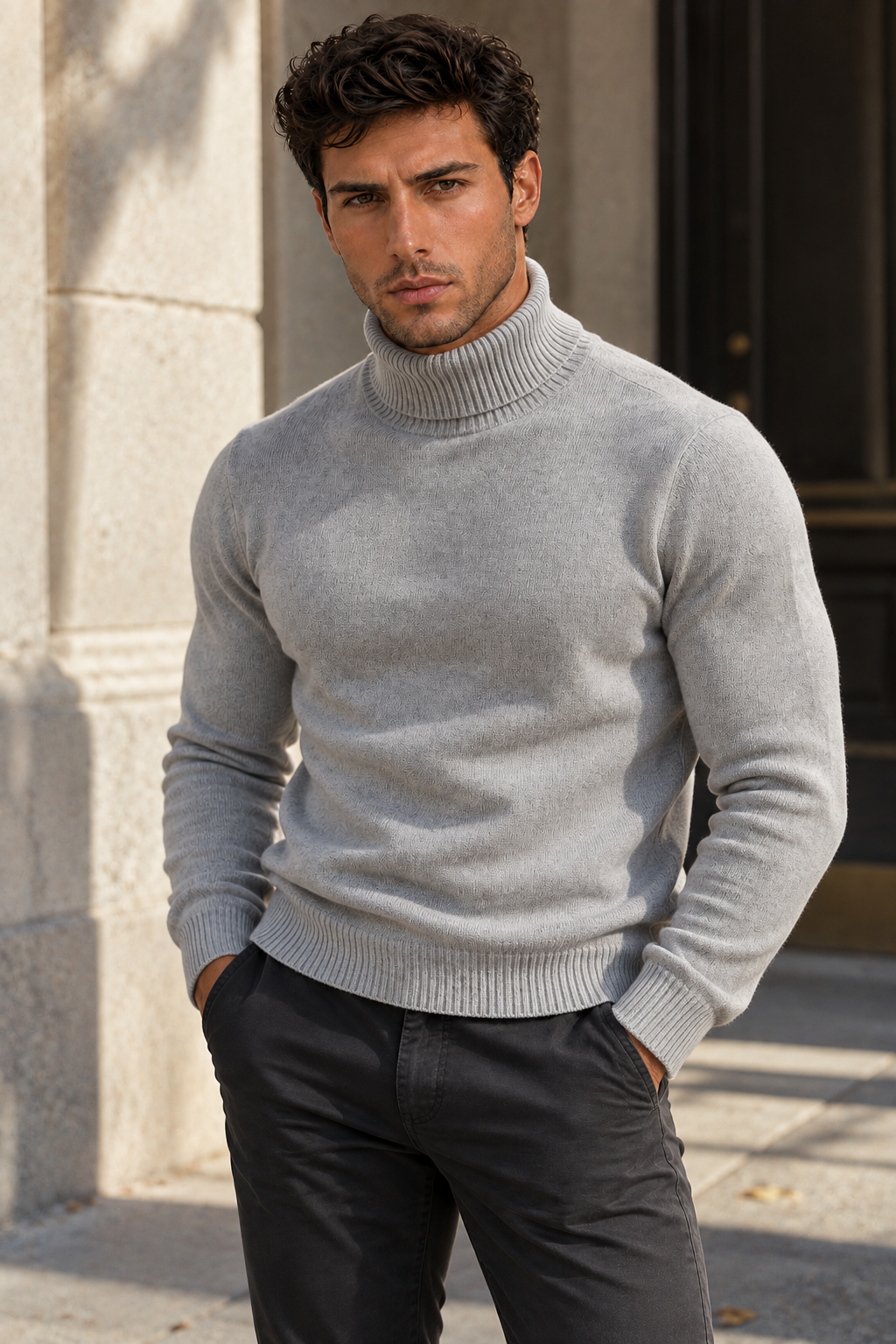 Suéter elegante de cuello alto para hombre – Calidez y confort atemporales