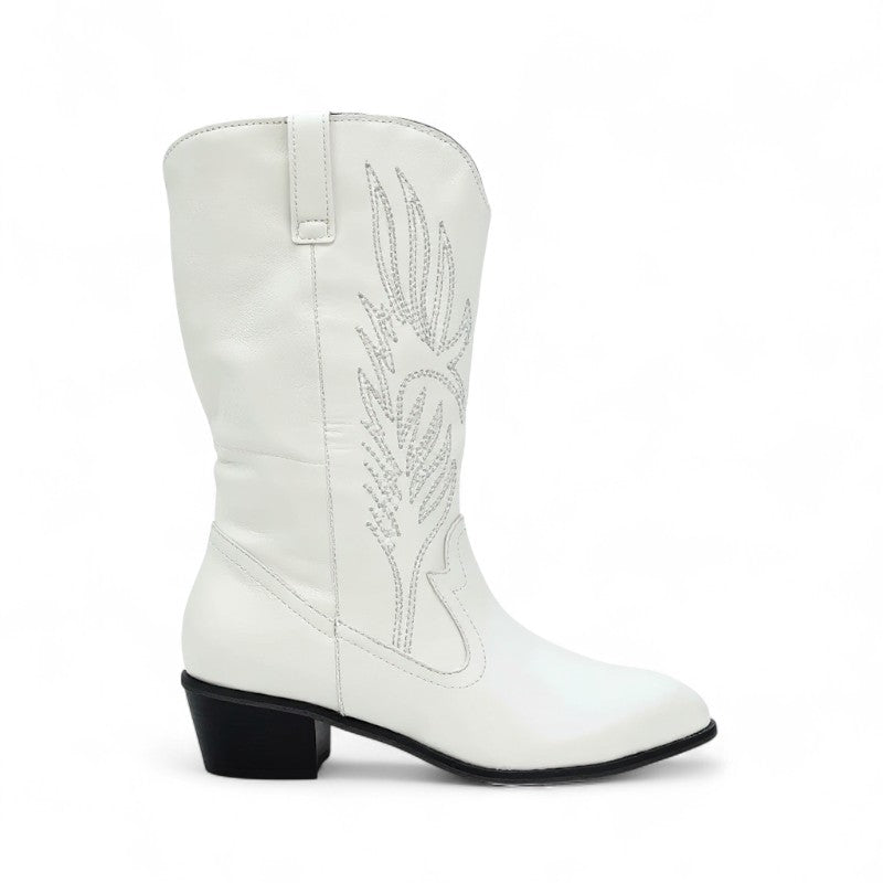 Malena - Bota Campera Mujer Corta Clásica de Bordado