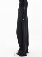Pantalón de Vestir Ancho Asimétrico con Capas y Botones