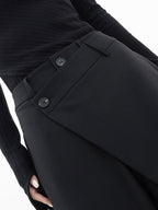 Pantalón de Vestir Ancho Asimétrico con Capas y Botones