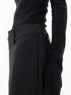 Pantalón de Vestir Ancho Asimétrico con Capas y Botones