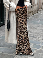 Falda Maxi Entallada con Estampado de Leopardo