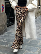 Falda Maxi Entallada con Estampado de Leopardo