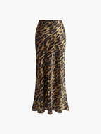 Falda Maxi Entallada con Estampado de Leopardo