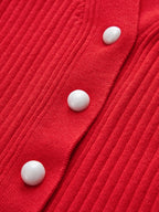 Ruffled Trim Button-Front Long Sleeve Cardigan