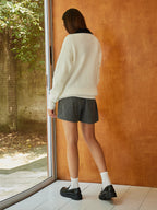 Color Block Lapel Oversized Cardigan