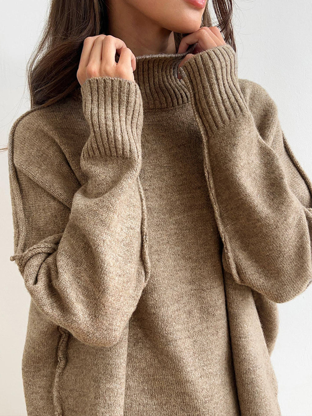 Conjunto de Cuello Alto Liso de Punto y Pantalón