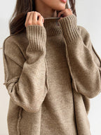 Conjunto de Cuello Alto Liso de Punto y Pantalón