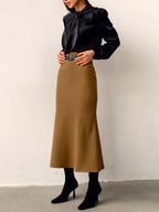 Falda Maxi Minimalista Lisa Sin Cinturón