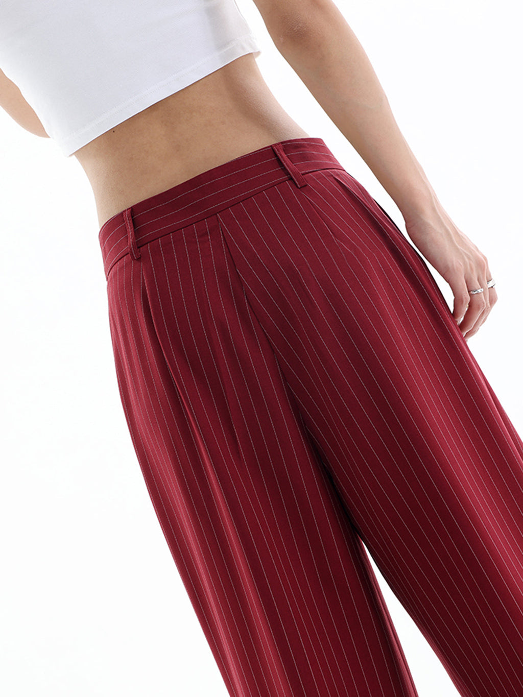 Pantalón de Raya Diplomática de Cintura Alta Asimétrico