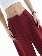 Pantalón de Raya Diplomática de Cintura Alta Asimétrico