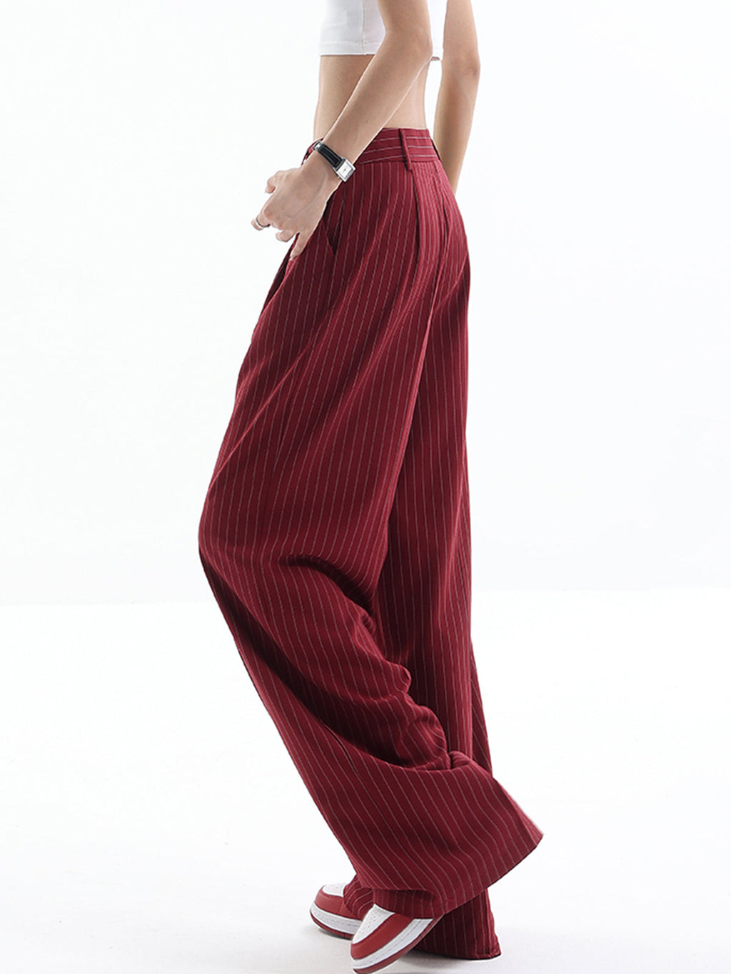 Pantalón de Raya Diplomática de Cintura Alta Asimétrico