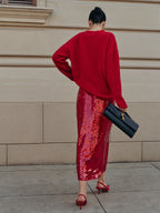 Falda Elegante Lisa con Lentejuelas