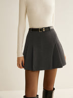 Minifalda Elegante Plisada con Cinturón