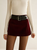 Minifalda de Terciopelo Efecto Cocodrilo con Cinturón
