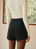Shorts de Cintura Alta con Cremallera