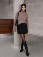 Falda Abrigada de Tweed con Botones