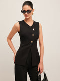 V-Neck Button Detail Vest
