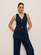 Classic Denim Button Vest