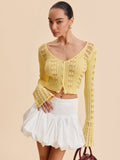 Bell Sleeve Crochet Knit Cardigan