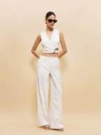 V-Neck Crop Top With Side Ring Detail