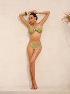 Halter Tie Retro Print Bikini Top