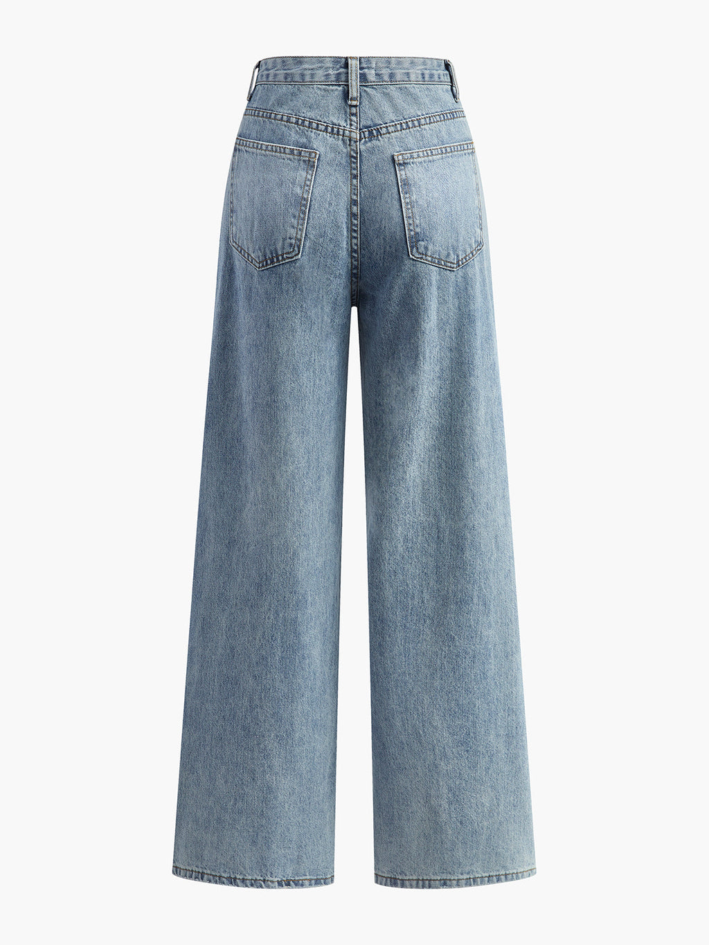 Jeans Anchos de Cintura Asimétrica