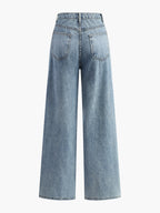 Jeans Anchos de Cintura Asimétrica