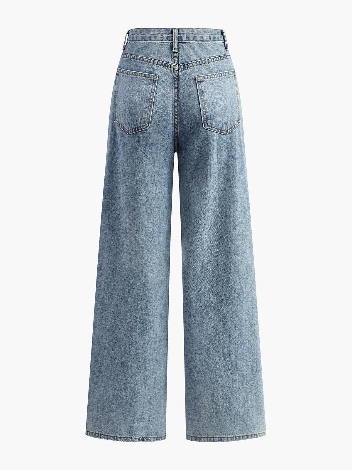 Jeans Anchos de Cintura Asimétrica