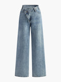 Jeans Anchos de Cintura Asimétrica