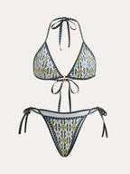 Patterned Halter Bikini Set