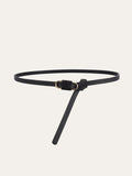 Metal Buckle PU Leather Thin Belt