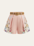 Shorts Estampados Florales de Cintura Media con Cinturón