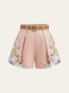 Shorts Estampados Florales de Cintura Media con Cinturón