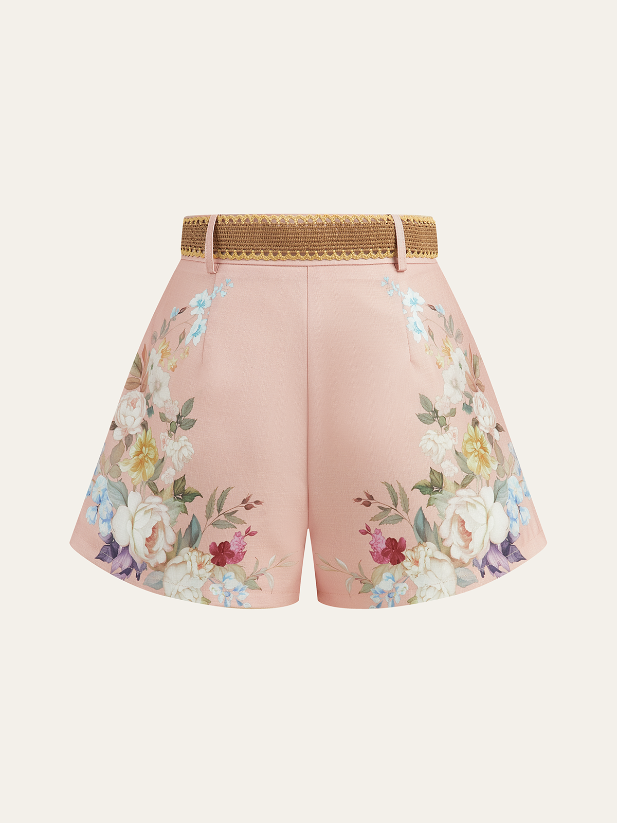 Shorts Estampados Florales de Cintura Media con Cinturón