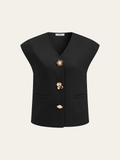 Metal Detail Cap Sleeve Vest